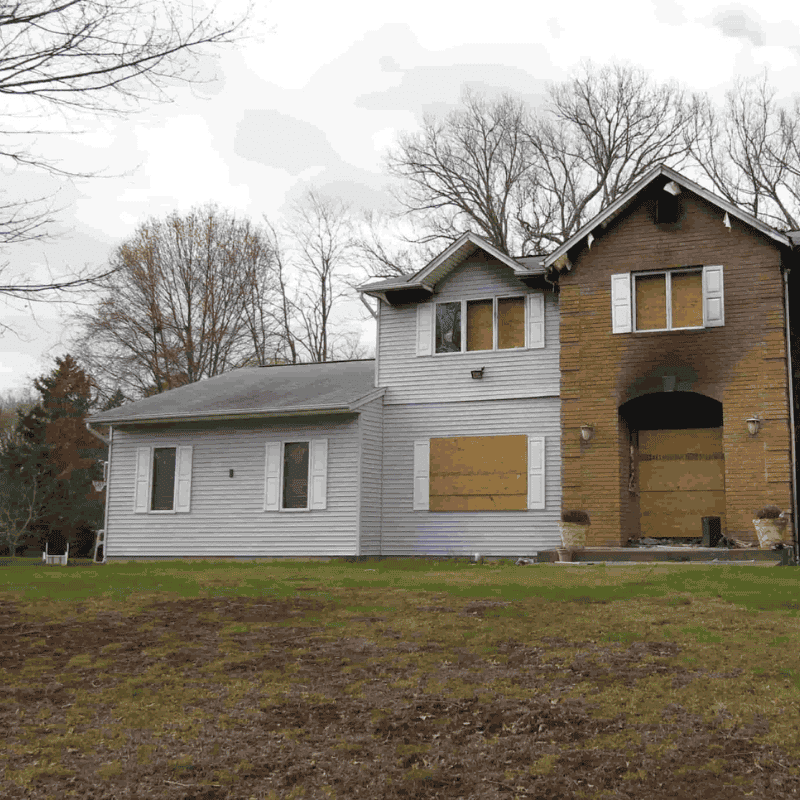 boarding up property after a fire