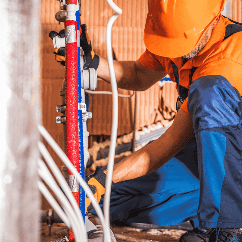 plumber replacing a leaking pipe